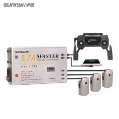 Sunnylife 5.7A Battery Charger 5IN1 Controller Smartphone Tablet Charger with OLED Display for MAVIC PRO