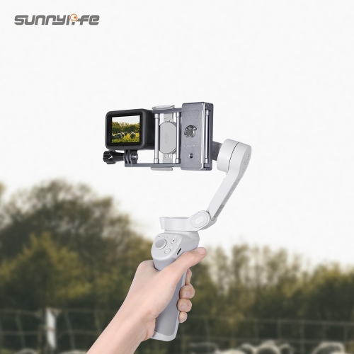 Sunnylife Handheld Gimbal Action Camera Adapter Switch Mount Plate Stabilizer for GoPro 9/8/Osmo Action for OM 5/OM4 SE/Osmo Mobile 3/Insta360 Flow Pro