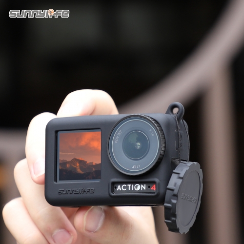 Sunnylife Silicone Lens Cover Protective Case Caps Scratch-proof Camera Cover Protector Lanyard Accessories for OSMO ACTION 4/3