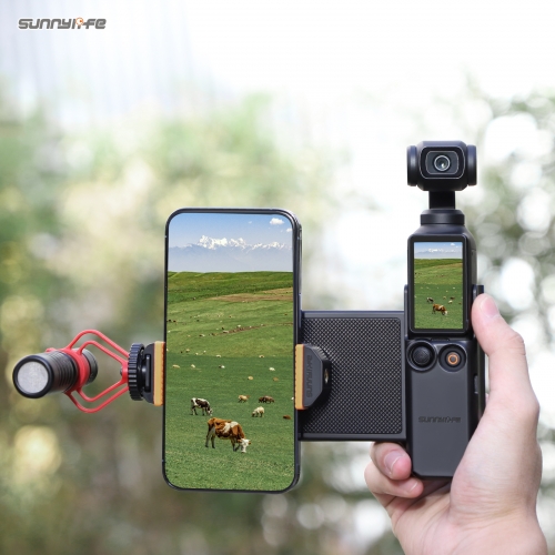 Sunnylife Phone Holder Mount Expansion Adapter Protective Cover Brackets Extension Handle with Storage Case for Osmo Pocket 3
