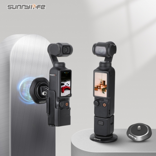 Sunnylife Universal Metal Magnetic Base 1/4in Adapter Aluminium Alloy Pivot Stand Base for Osmo Pocket 3/ Insta360 X3/ GO 3